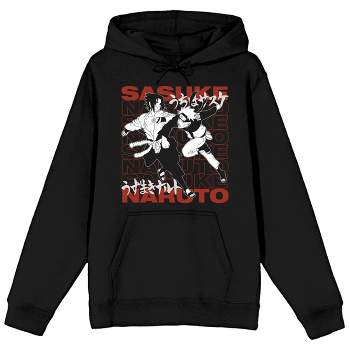 Naruto Shippuden Naruto & Sasuke Kanji Women's Black Hooded Sweatshirt