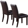 ORRD Elegant Upholstered Dining Chairs with Button Tufting, Faux Leather, Set of 2, Dark Brown - 3 of 4