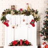 6ft Pre-Lit Christmas Garland with 20 Warm White LEDs, Flower & Bow Decor for Indoor/Outdoor Front Door and Mantle - 3 of 4