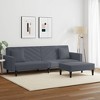 vidaXL Dark Gray Velvet Sofa Set - Modern Convertible Couch with Footstool, Adjustable Backrests, Thick Padding, and Sturdy Legs for Living Room - 2 of 4