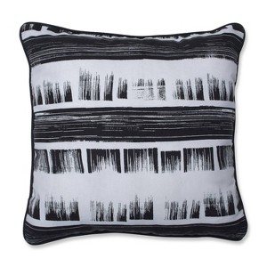 Brushed Ink Mini Square Throw Pillow Black - Pillow Perfect, Beige Black