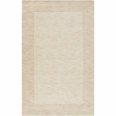 Hauteloom Bordered Solid Wheat Cream Wool Rug