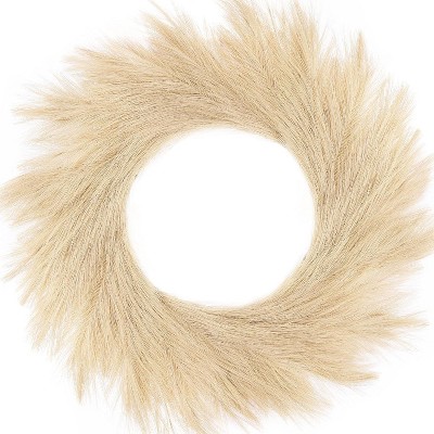 Luupatchy 26in Artificial Pampas Grass Wreath,for Home Boho Fall Decoration,Christmas Decor
