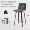 Bekrvio 26" Counter Height Bar Stools - PU Leather Swivel, L Shape Back, Upholstered, Mid-Century Modern Chairs for Kitchen Counter Island - 2 of 4