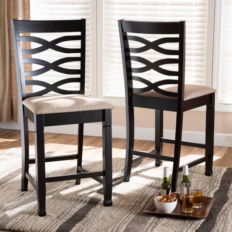 Set of 2 Caron Finished Wood Counter Height Pub Chairs - Baxton Studio, 3 of 9