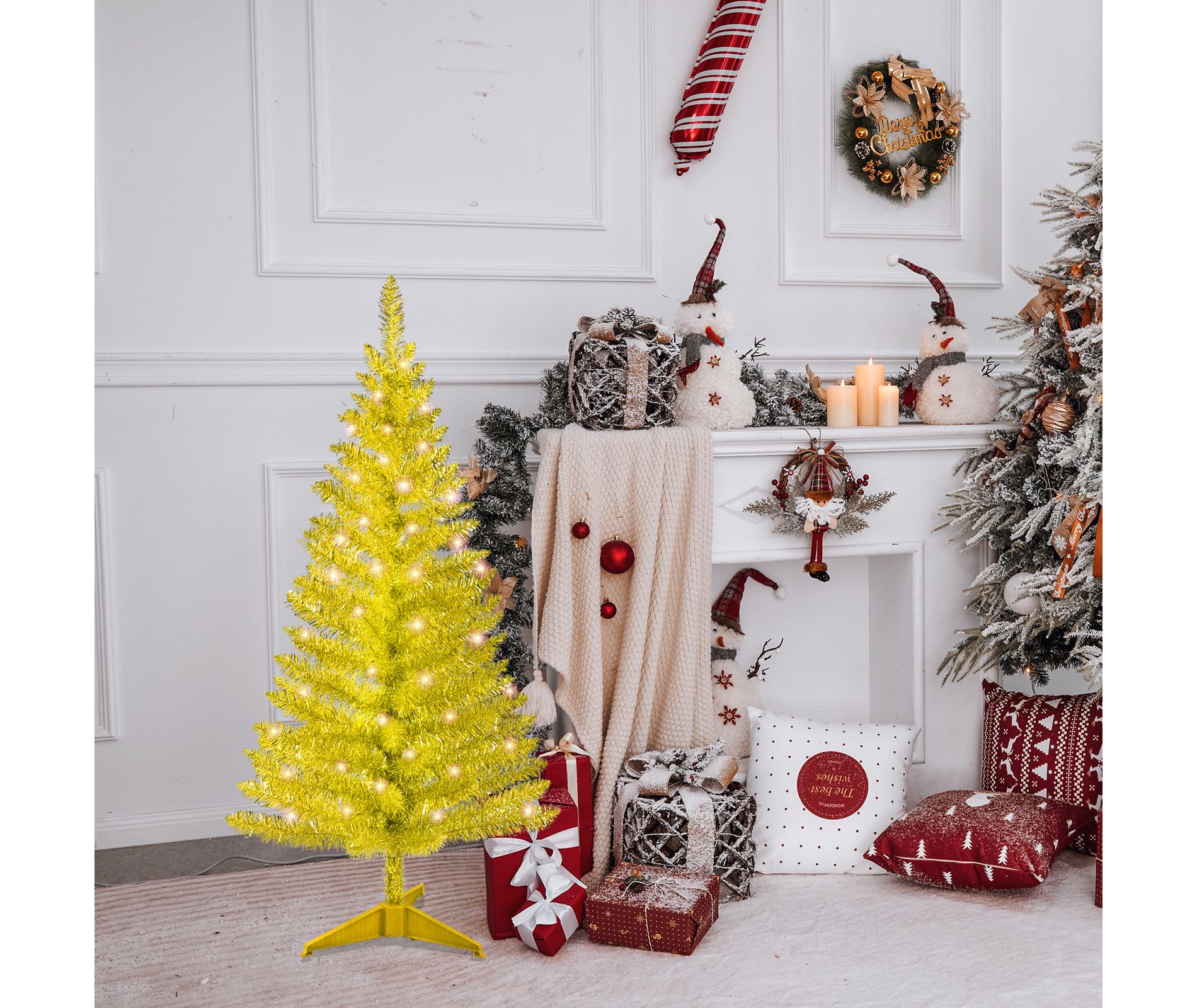 Racxily Full PE Snowy Christmas Tree - 1.6FT Flocked Tabletop Mini Tree with 85 Tips,Lifelike Look, Winter Style, for Home/Office/Gifts,White