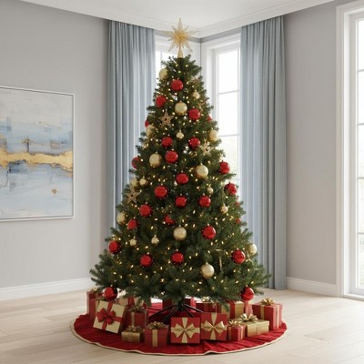 YOOCOZZ Christmas Decoration - Unlit Artificial Xmas Tree,  Full Natural Spruce PVC Fir Tree, with Foldable Metal Stand, Easy to Setup, Green