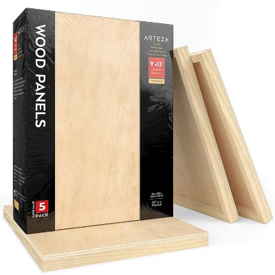 Arteza Wood Art Panels Art Supply Pack, 9"x12" - 5 Pack (ARTZ-8722)