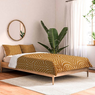 Deny Designs 3pc Full/Queen Jessica Molina Golden Rattan Fan Pattern Comforter and Pillow Sham Set Cream: Non-Woven, Machine Washable, All Ages