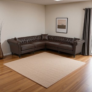 99.5" PU Leather L-Shaped Sectional Sofa, 5-Seater, Tufted Back - 1 of 4