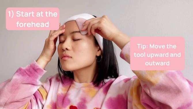 Mei Apothecary Mini Rose Quartz Gua Sha Facial Massage Beauty Tool, 2 of 8, play video