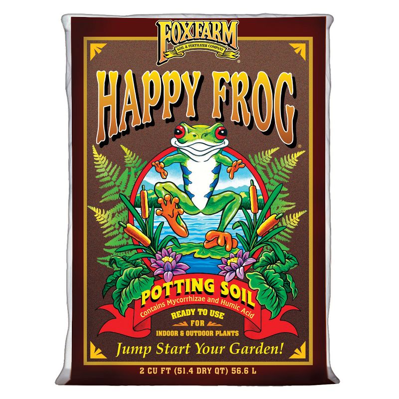 FoxFarm FX14047 Happy Frog pH Adjusted Organic Plant Garden Potting Soil Mix Bag, 2 Cubic Feet (2 Pack), 2 of 7