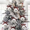 Aoibox 12 Pack Christmas Ornaments Shatterproof White Bulbs with Buffalo Plaid Bows 2.36 Inch Rustic Farmhouse Tree Decorations - 3 of 4