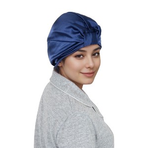 Anna-Kaci Women Silk Bonnet for Sleeping Satin Lined Hair Bonnet Twist Elastic Band Hair Cap - 1 of 4