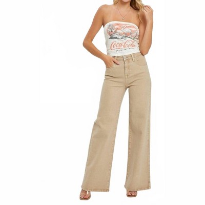 Women's High Rise Tummy Control Wide Jeans - RISEN