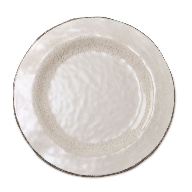 tagltd 10.75 in. Veranda Cracked Glazed Solid Melamine Plastic Dinnerware Plates Set of 4 Dishwasher Safe Indoor Outdoor Ivory, 2 of 7