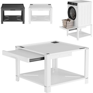29" Heavy Duty Metal Washer Dryer Stand with Pull-Out Shelf, Multi-Fit Anti-Vibration Pedestal with Base Storage, 800 lbs Capacity - 1 of 4