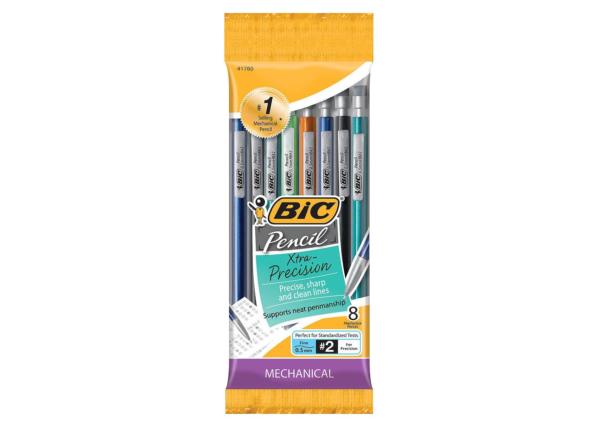 BIC #2 Xtra Precision Mechanical Pencils, 0.5mm, 8ct - Multicolor: School Supplies, Accurate Lead Pencils, Kids Stationery