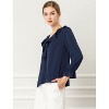 INSPIRE CHIC Women's Office Work Ruffle V Neck Long Sleeve Chiffon Peasant Blouse - 4 of 4