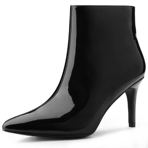Allegra K Women's Pointed Toe Size Zipper Stiletto High Heel Ankle Boots - 1 of 4