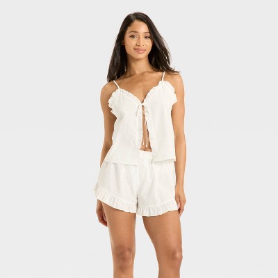 Women's Poplin Polka Dot Tank Top and Shorts Pajama Set - Colsie™