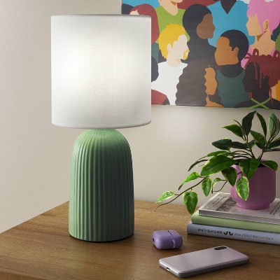 Fluted Ceramic Table Lamp: ETL Listed, Cotton/Polyester Shade, No Assembly - Room Essentials™