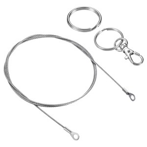 Unique Bargains Lanyard Cable Rope with Key Ring Keychains Silver 4 Pcs - 1 of 4