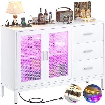 Aheaplus Sideboard Buffet Cabinet with 5 Wood Drawers