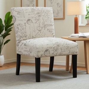 Polyester-Cotton Armless Contemporary Accent Chair with English Letter Print - 1 of 4