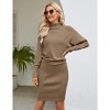 Womens Long Sleeve Knit Short Dress Bodycon Pullover Sweater Dress Ribbed High Neck - 3 of 4