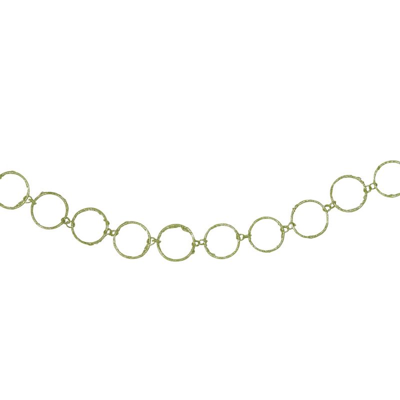Allstate Floral 5' x 1.75" Lime Green Glittered Round Ring Chain Artificial Christmas Garland - Unlit, 1 of 5