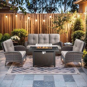 Gymojoy Sofa Patio Chair with Propane Fire Pit Table - 1 of 4