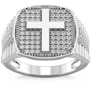 Pompeii3 3/4Ct Men's Diamond Cross Ring 10k Gold Lab Created - 1 of 4