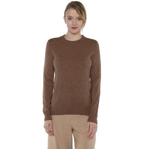 JENNIE LIU Women's 100% Pure Cashmere Long Sleeve Crew Neck Pullover Sweater - 1 of 2