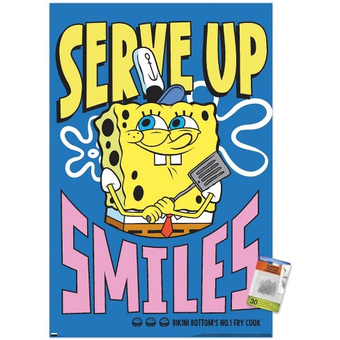 Trends International Nickelodeon Spongebob - Serve Up Smiles Unframed Wall  Poster Print Clear Push Pins Bundle 22.375 X 34 : Target