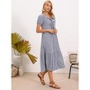 INSPIRE CHIC Women's Gingham Summer Casual V Neck Short Sleeve Tie Bow Decor Midi Dresses - 4 of 4