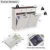 Tilt-Out Trash Cabinet, Hidden Trash Can with 20 Gallon Storage, Wooden Hidden Garbage Can Cabinet with 2 Drawers for Kitchen & Living Room - 2 of 4