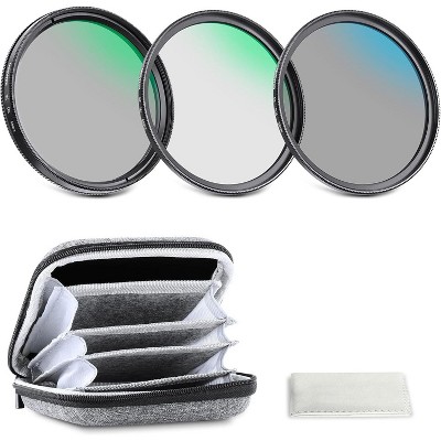 Boersma 58mm UV/CPL/ND Lens Filter Kit with Hard Shell Storage Case, UV + Circular Polarizer (CPL) + Neutral Density (ND4) Filter for Camera Lens