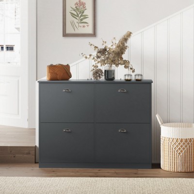 ALEXOUN Space Saving Entryway Shoe Storage Cabinet with 4 Flip-Top Drawers for Hallway,Shoe Rack with Adjustable Shelves