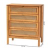 Baxton Studio Jenn Wood 4 Drawer Chest with Distressed Finished Rattan Golden Brown/Distressed Rattan - 2 of 4