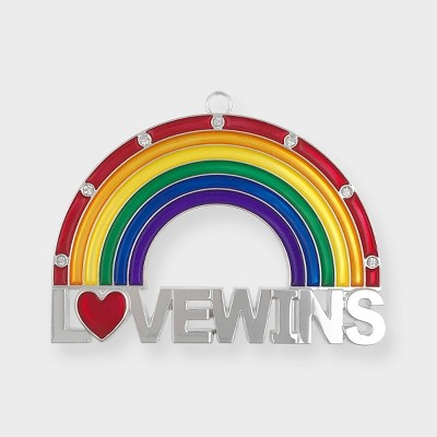 Harvey Lewis Rainbow Love Wins Ornament with Fine Crystals