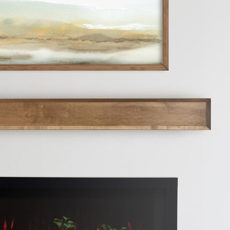 Modern Ember Autumn Wood Fireplace Mantel Shelf with Angled Corner Accents, 3 of 10