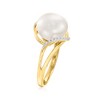 Ross-Simons 10-10.5mm Cultured Pearl Wave Ring With Diamond Accents in 14kt Yellow Gold - 3 of 4