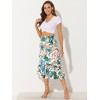 INSPIRE CHIC Women's Chiffon Elastic Waist Ruffle Tiered Flowy Midi Floral Printed Skirts - 2 of 4