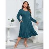Clearlove Women's Fall Winter Dress Plus Size Round Neck Long Sleeve A Line Flowy Ribbed Knit Dresses - 2 of 4