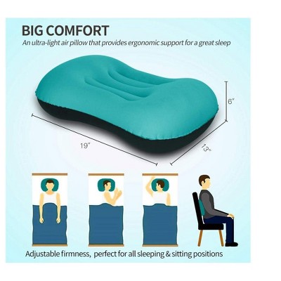 Onewell Outdoor Inflatable Pillow Large Rectangular Portable Folding PVC Flocking Head Inflating Air Cushion Headrest for Camping Sleeping
