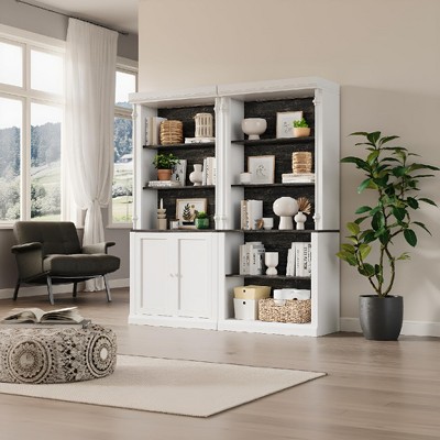 71" Tall Bookshelf with LED Lights, 5-Tier White Open Bookcase with Adjustable Shelves