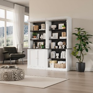 71" Tall Bookshelf with LED Lights, 5-Tier White Open Bookcase with Adjustable Shelves - 1 of 4