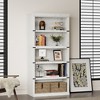 5 Tier Book Shelf, Farmhouse Book Case with Shelf Storage, Wooden Bookshelves for Living Room, Home Office - 2 of 4