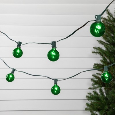 Green Globe Incandescent Christmas Patio Lights, 9ft Wire